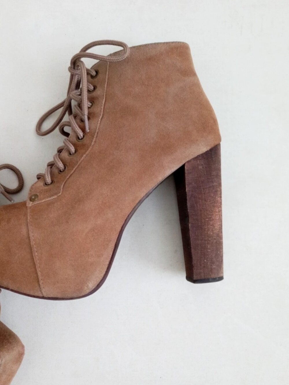 Jeffrey Campbell tan brown suede leather lace-up platform ankle booties - Picture 11 of 14
